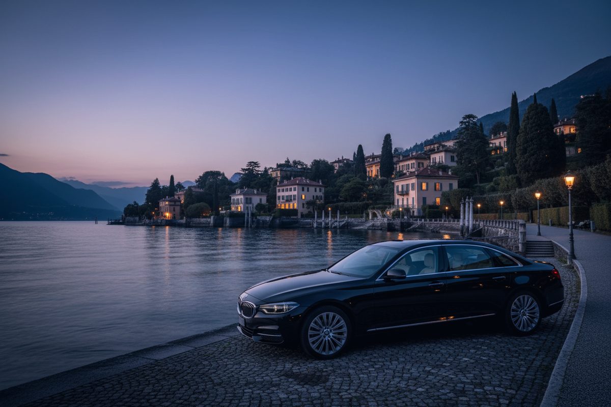 Cagnato executive sedan on the lakefront in Como at sunset
