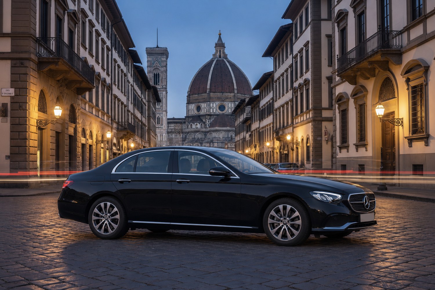Cagnato executive sedan in front of the Duomo in Florence